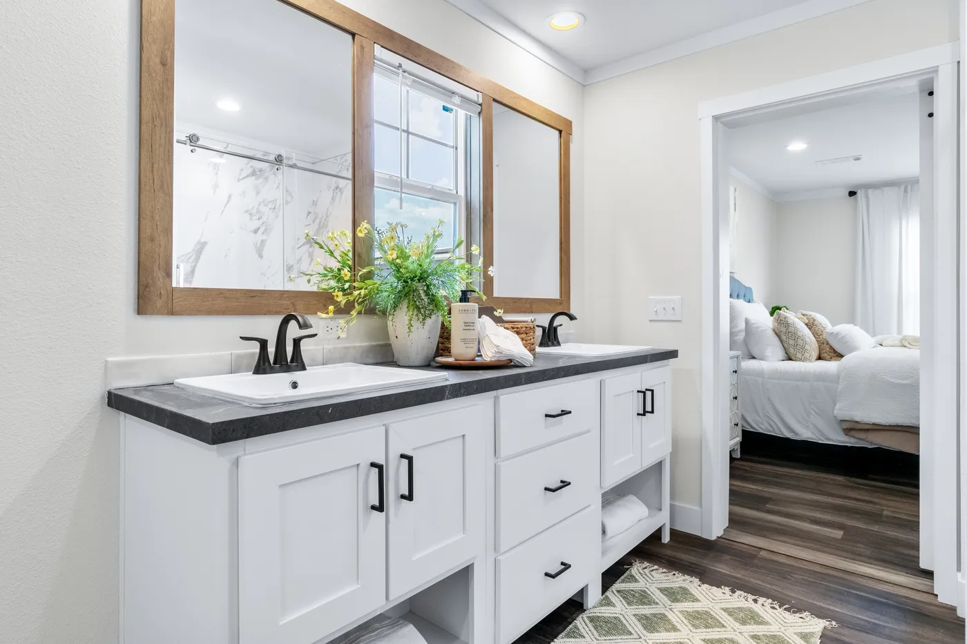 The SAWYER ELITE Primary Bathroom. This Manufactured Mobile Home features 3 bedrooms and 2 baths.