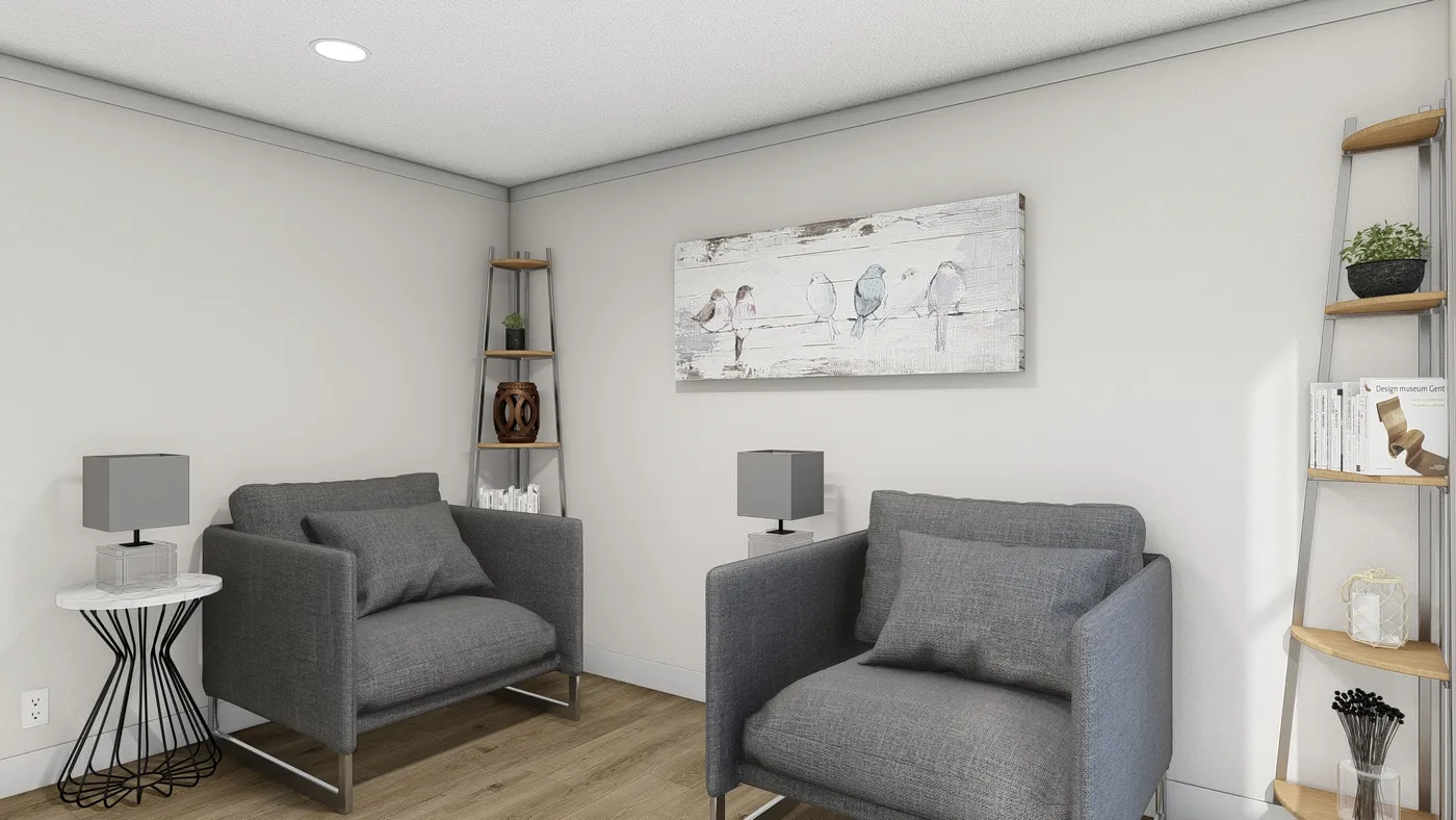 The ROCKET MAN Sitting Room. This Manufactured Mobile Home features 3 bedrooms and 2 baths.
