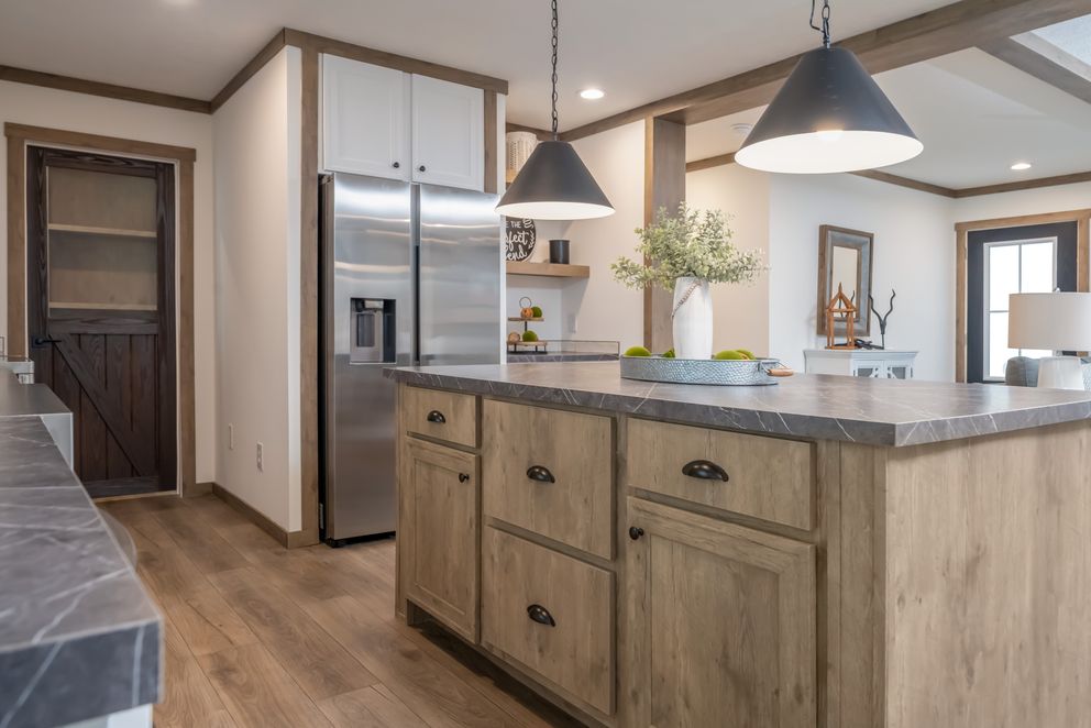 The THE LIZZIE Kitchen. This Manufactured Mobile Home features 3 bedrooms and 2 baths.