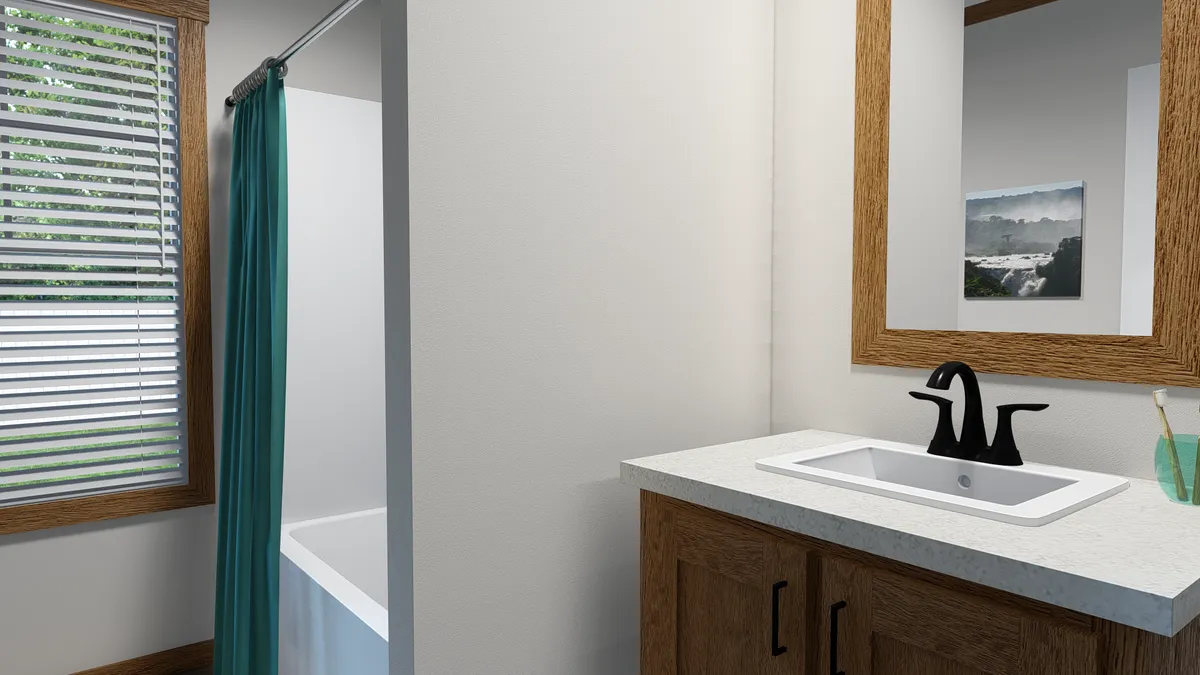 The HUDSON Guest Bathroom. This Manufactured Mobile Home features 3 bedrooms and 2 baths.