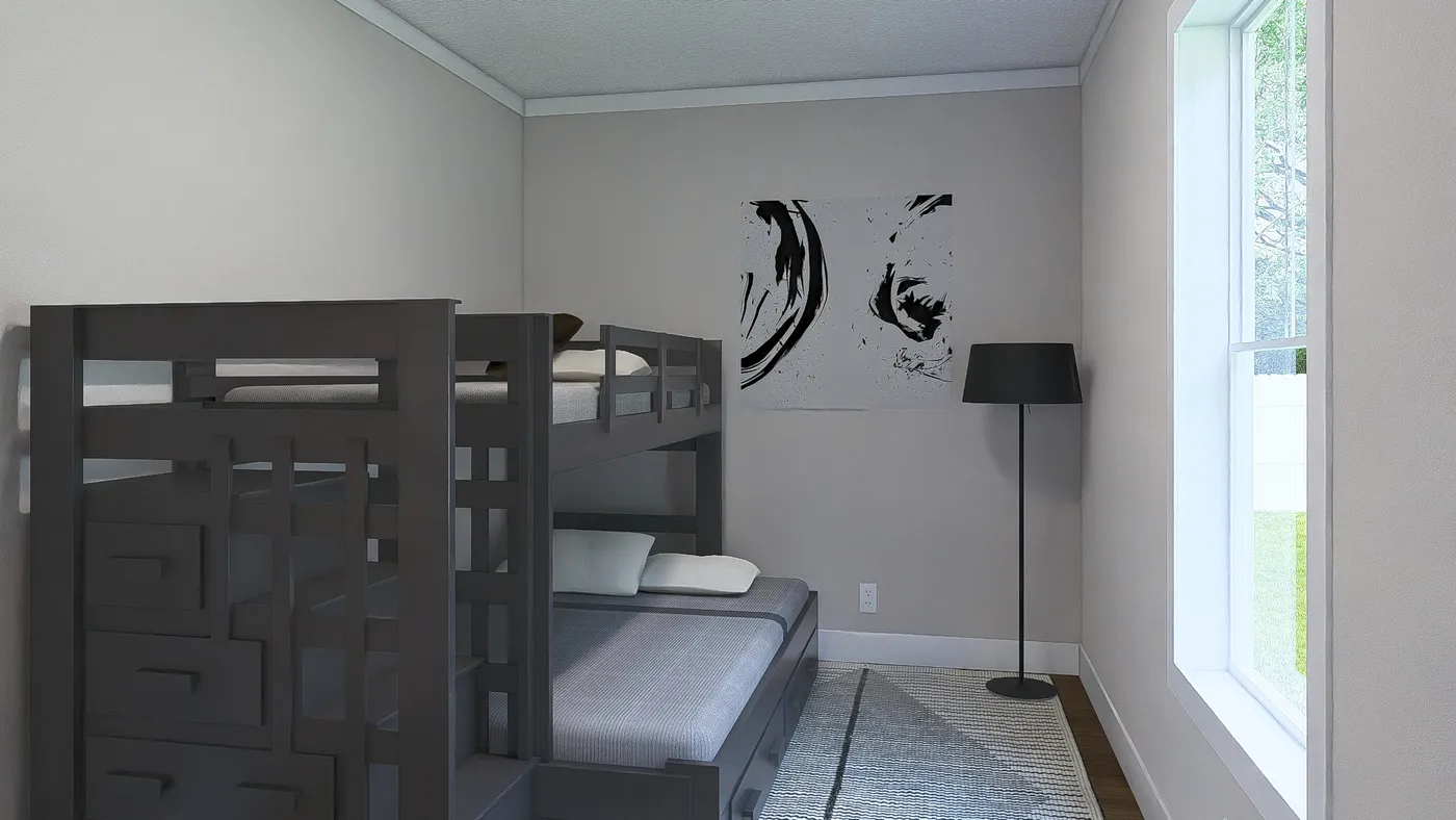 The BORN TO RUN Guest Bedroom. This Manufactured Mobile Home features 2 bedrooms and 2 baths.