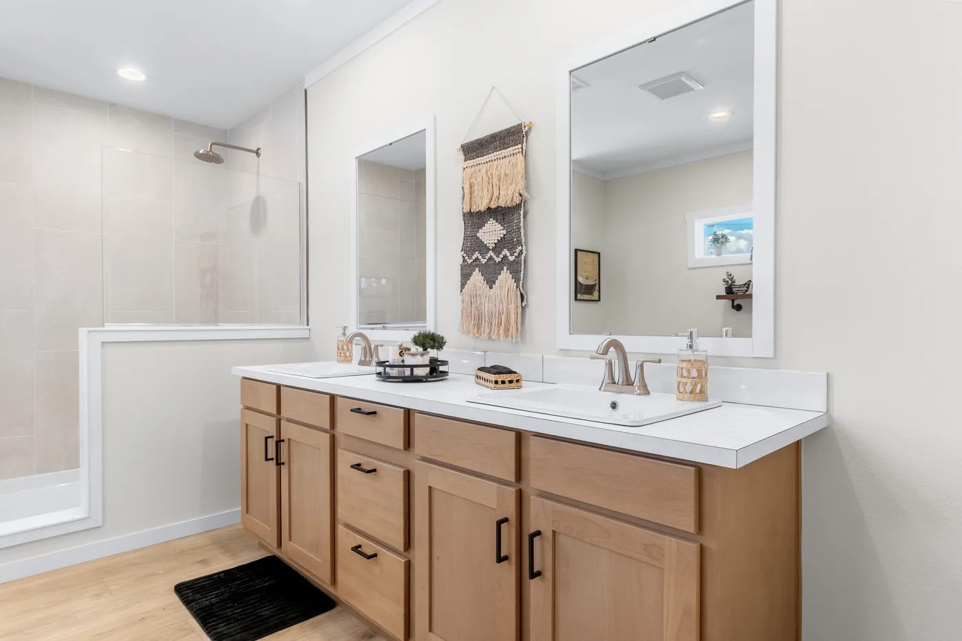 The THE DURANGO Primary Bathroom. This Manufactured Mobile Home features 3 bedrooms and 2 baths.