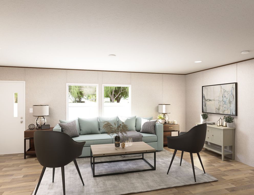 The SYCAMORE Living Room. This Manufactured Mobile Home features 4 bedrooms and 2 baths.