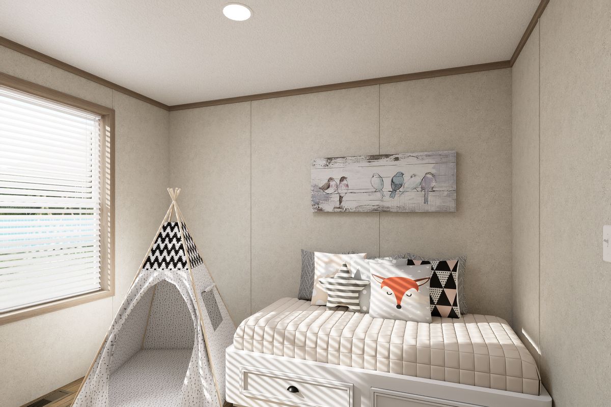 The 6616-CC03 HARBORVIEW 66 Guest Bedroom. This Manufactured Mobile Home features 3 bedrooms and 2 baths.