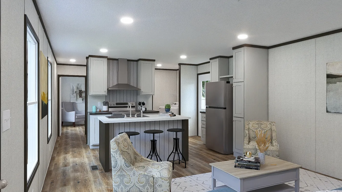 The INTUITION Living Room. This Manufactured Mobile Home features 3 bedrooms and 2 baths.