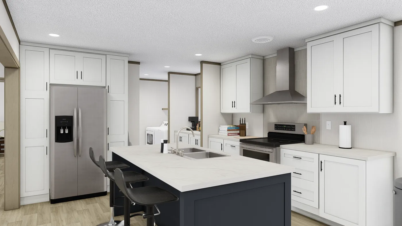 The BOONE 5628-1156 Kitchen. This Manufactured Mobile Home features 4 bedrooms and 2 baths.