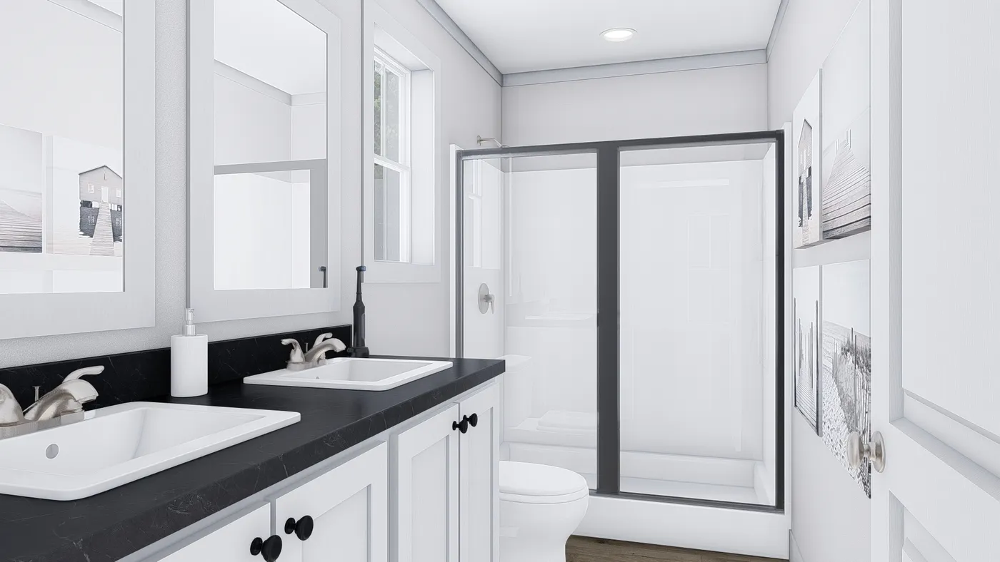 The MY GIRL Primary Bathroom. This Manufactured Mobile Home features 3 bedrooms and 2 baths.