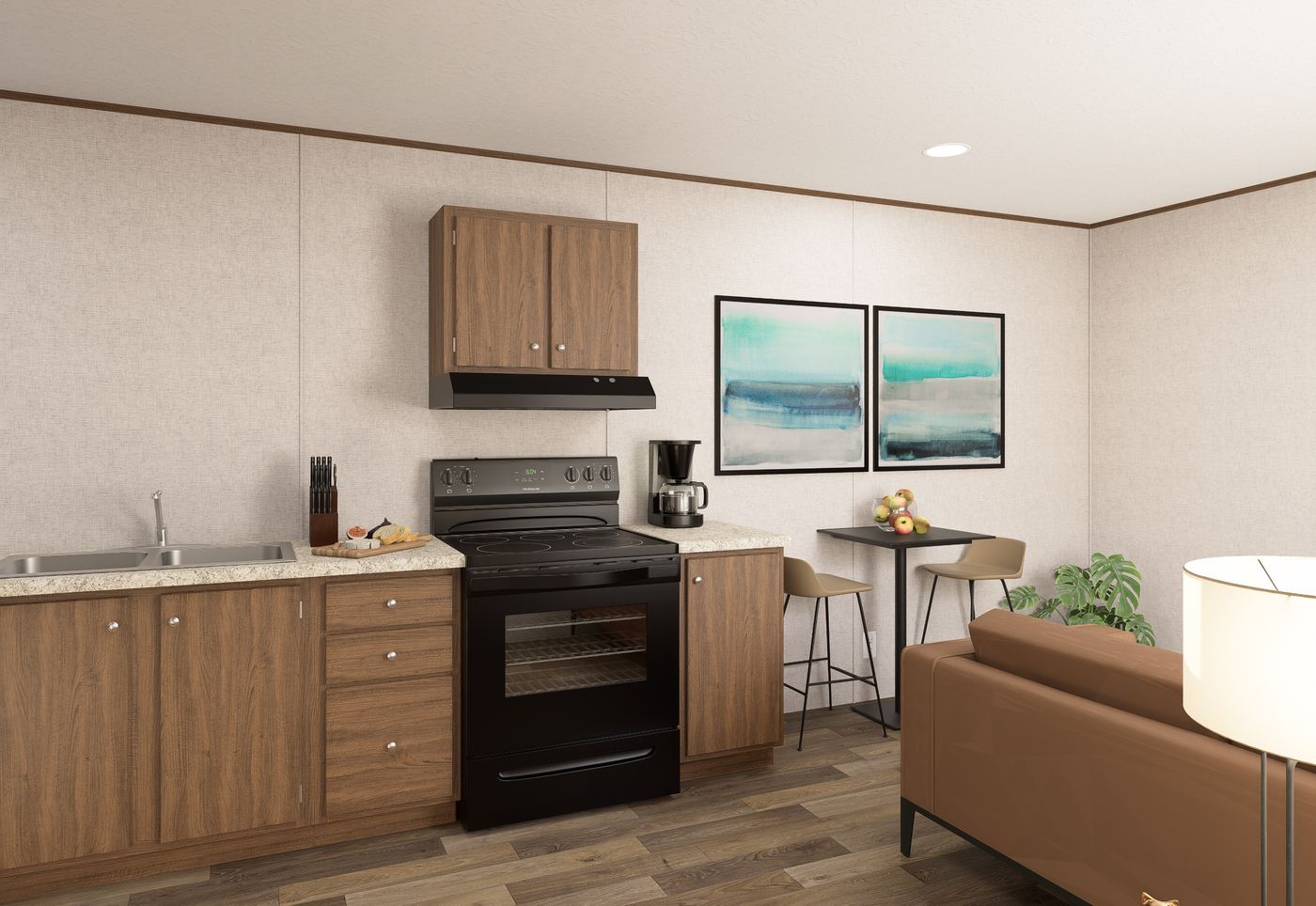 The BUTTERCUP Living Room. This Manufactured Mobile Home features 1 bedroom and 1 bath.