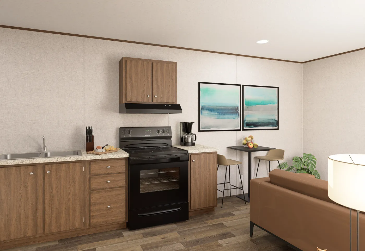 The BUTTERCUP Living Room. This Manufactured Mobile Home features 1 bedroom and 1 bath.