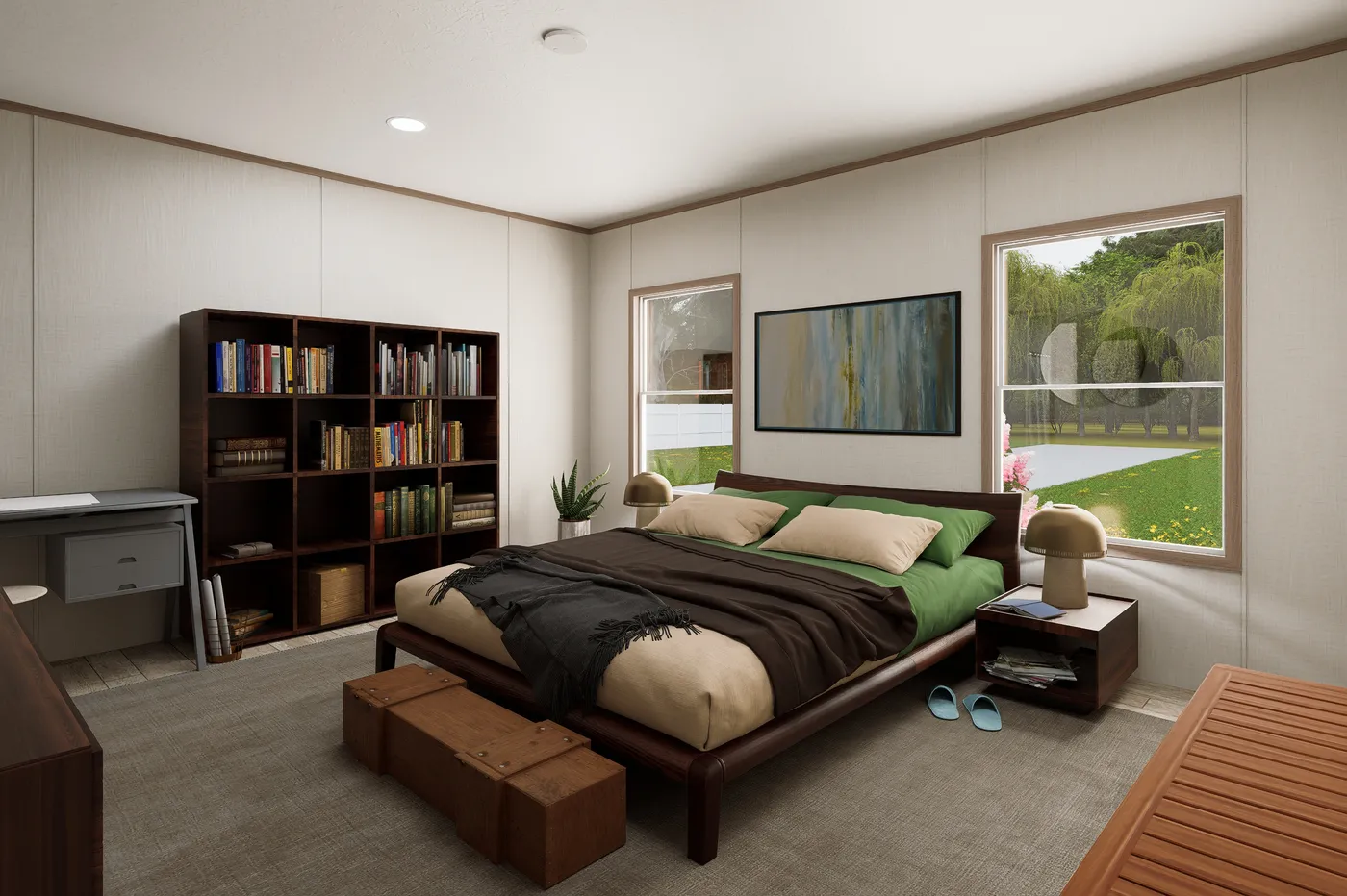 The ULTRA FLEX 76 Primary Bedroom. This Manufactured Mobile Home features 4 bedrooms and 2 baths.