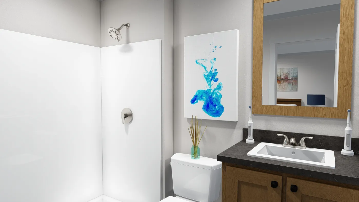 The SWEET DREAMS Primary Bathroom. This Manufactured Mobile Home features 3 bedrooms and 2 baths.