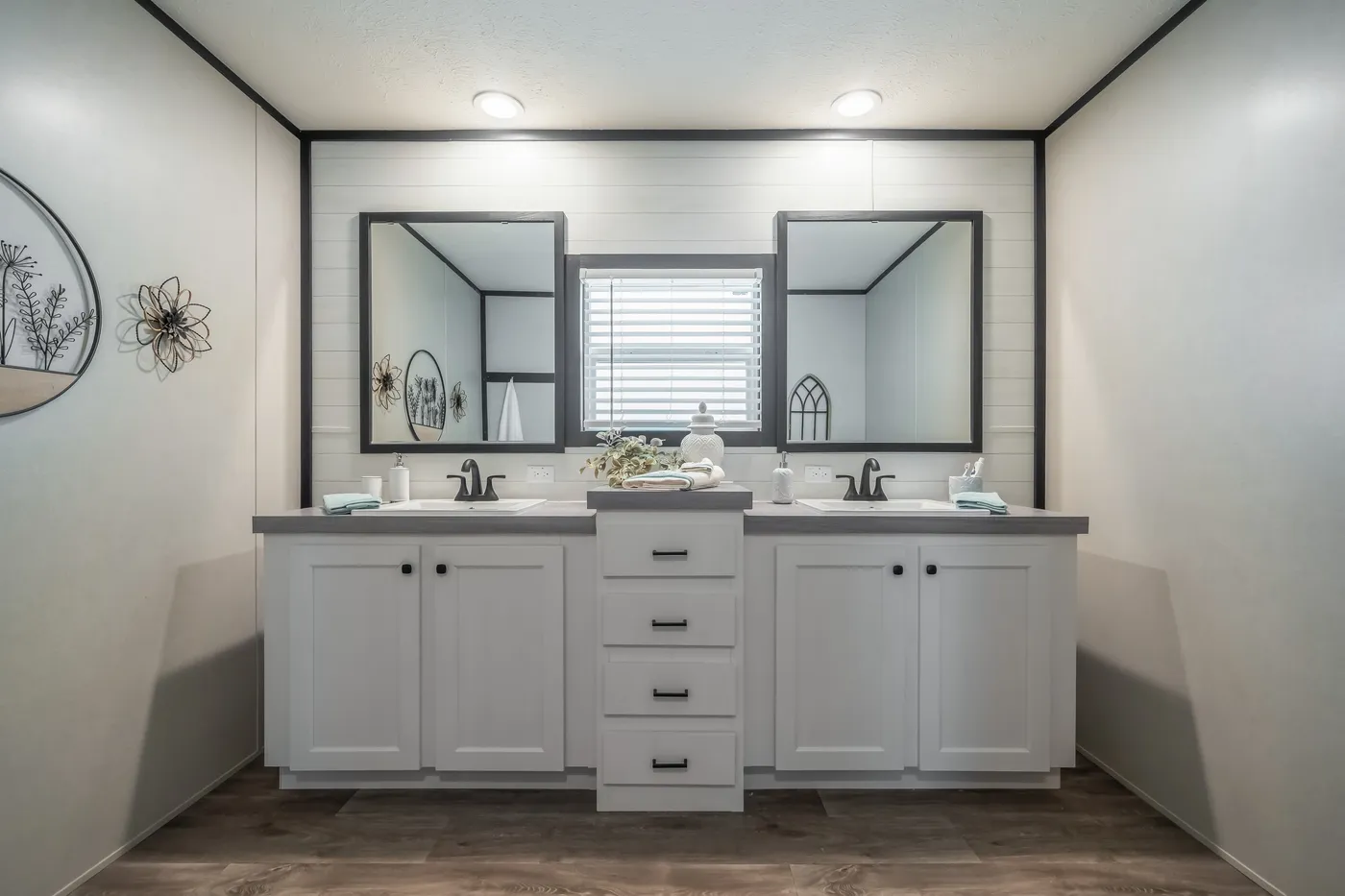 The BREEZE FARMHOUSE Primary Bathroom. This Manufactured Mobile Home features 3 bedrooms and 2 baths.