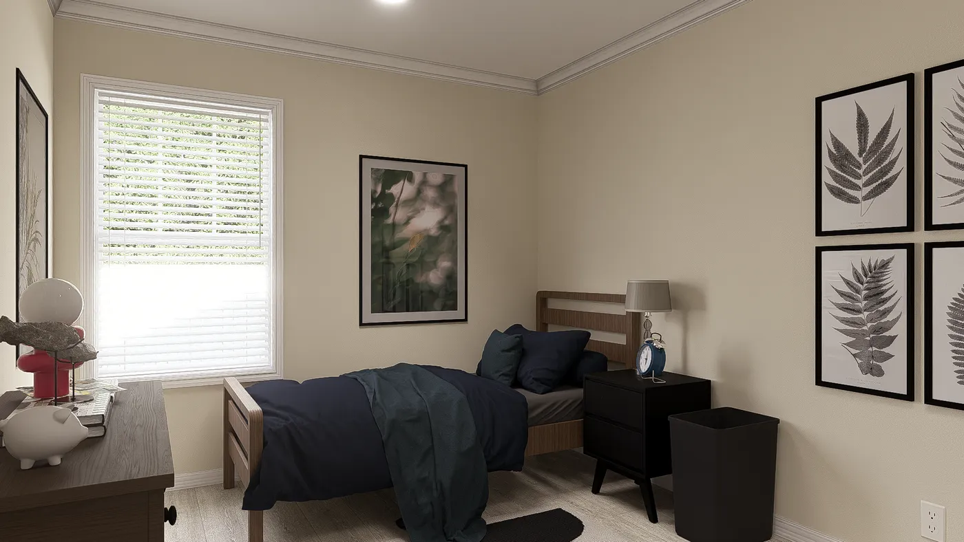 The 5407 HIGH ROCK 7616 Bedroom. This Manufactured Mobile Home features 3 bedrooms and 2 baths.