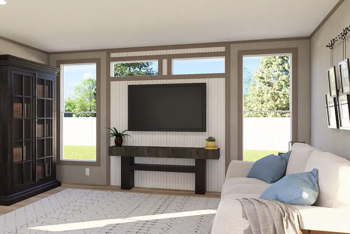 The ULTRA A-PLUS 16X76 Living Room. This Manufactured Mobile Home features 3 bedrooms and 2 baths.