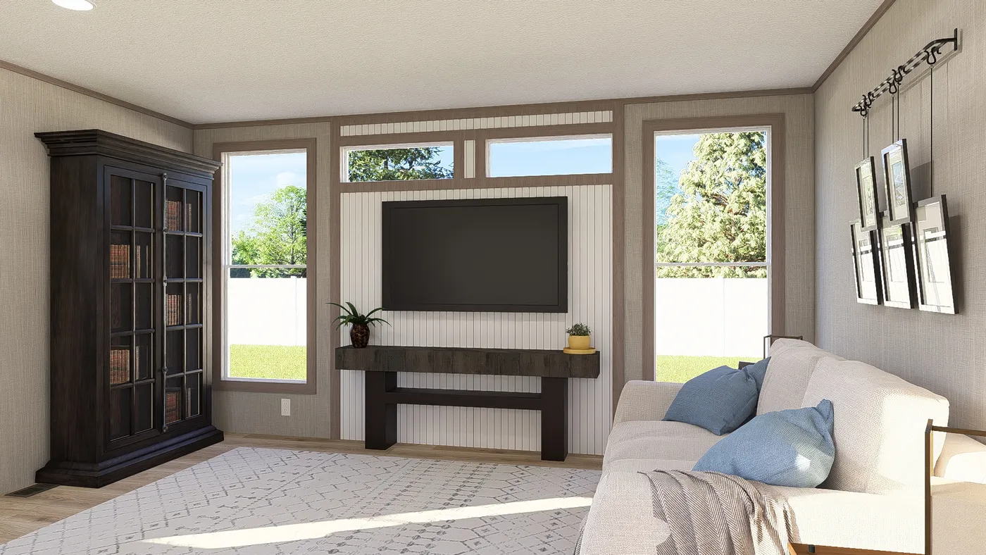 The ULTRA A-PLUS 16X76 Living Room. This Manufactured Mobile Home features 3 bedrooms and 2 baths.