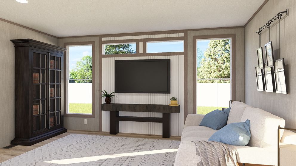 The ULTRA A-PLUS 16X76 Living Room. This Manufactured Mobile Home features 3 bedrooms and 2 baths.