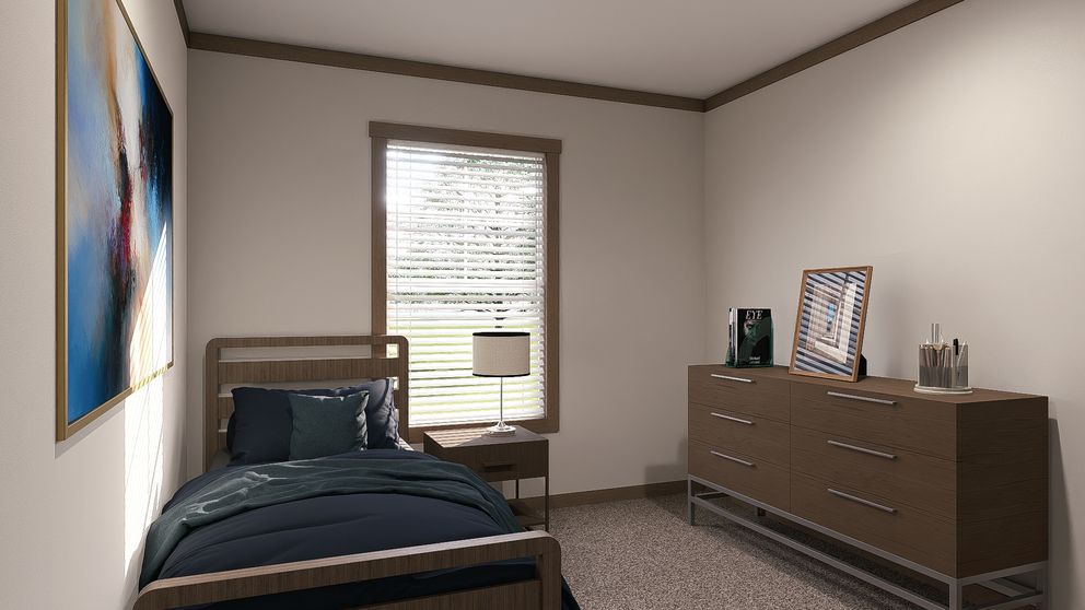 The FARM 4 FLEX ELITE Guest Bedroom. This Manufactured Mobile Home features 4 bedrooms and 3 baths.