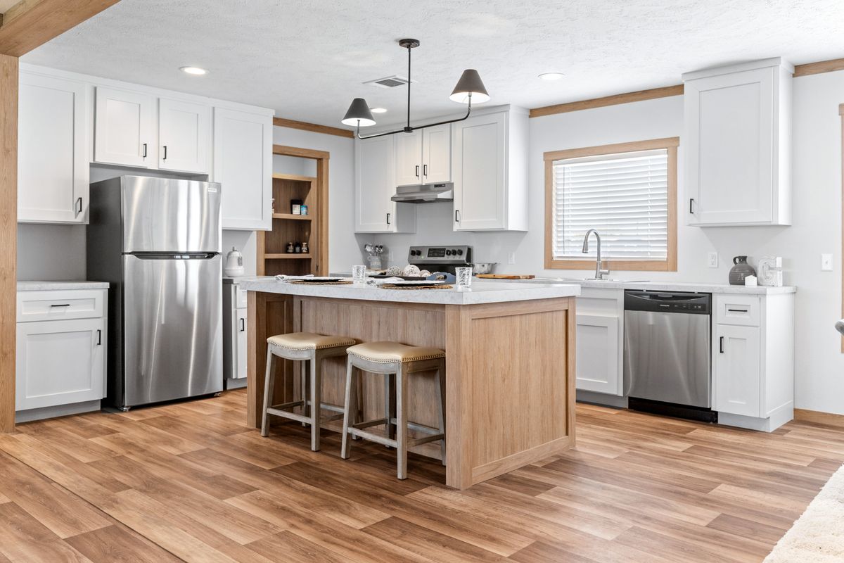 The HARPER Kitchen. This Manufactured Mobile Home features 3 bedrooms and 2 baths.