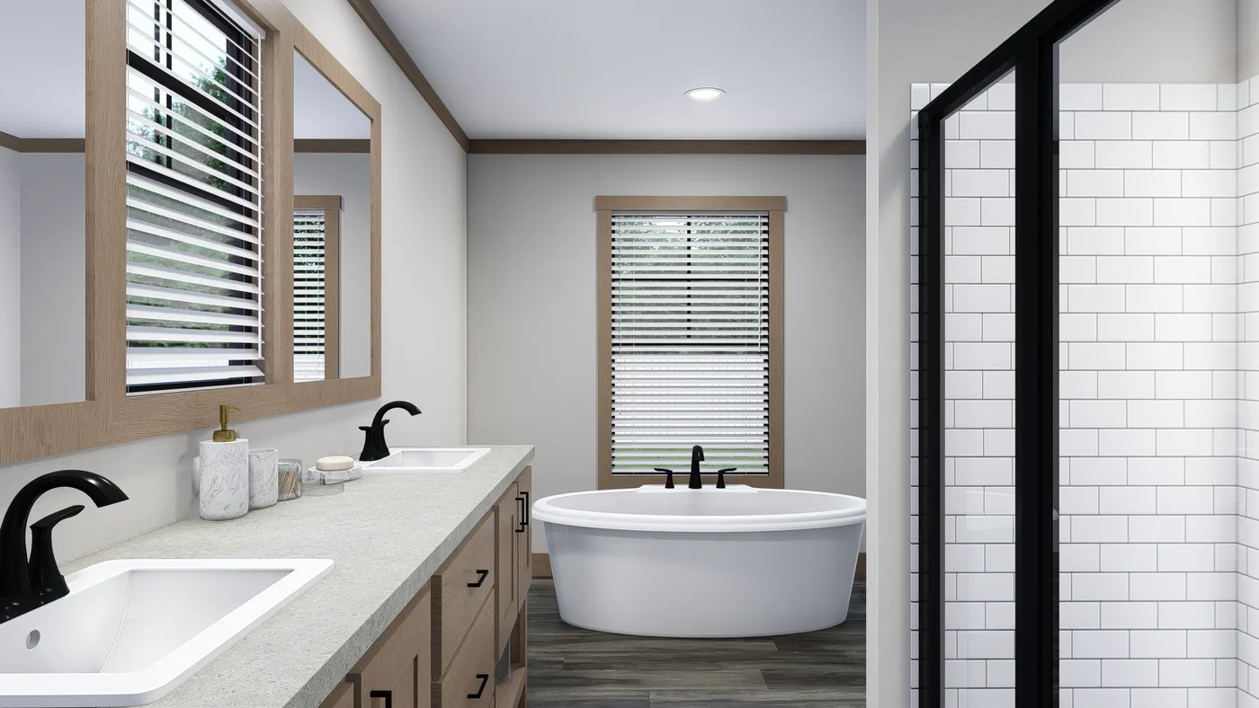 The LORALEI Primary Bathroom. This Manufactured Mobile Home features 3 bedrooms and 2 baths.