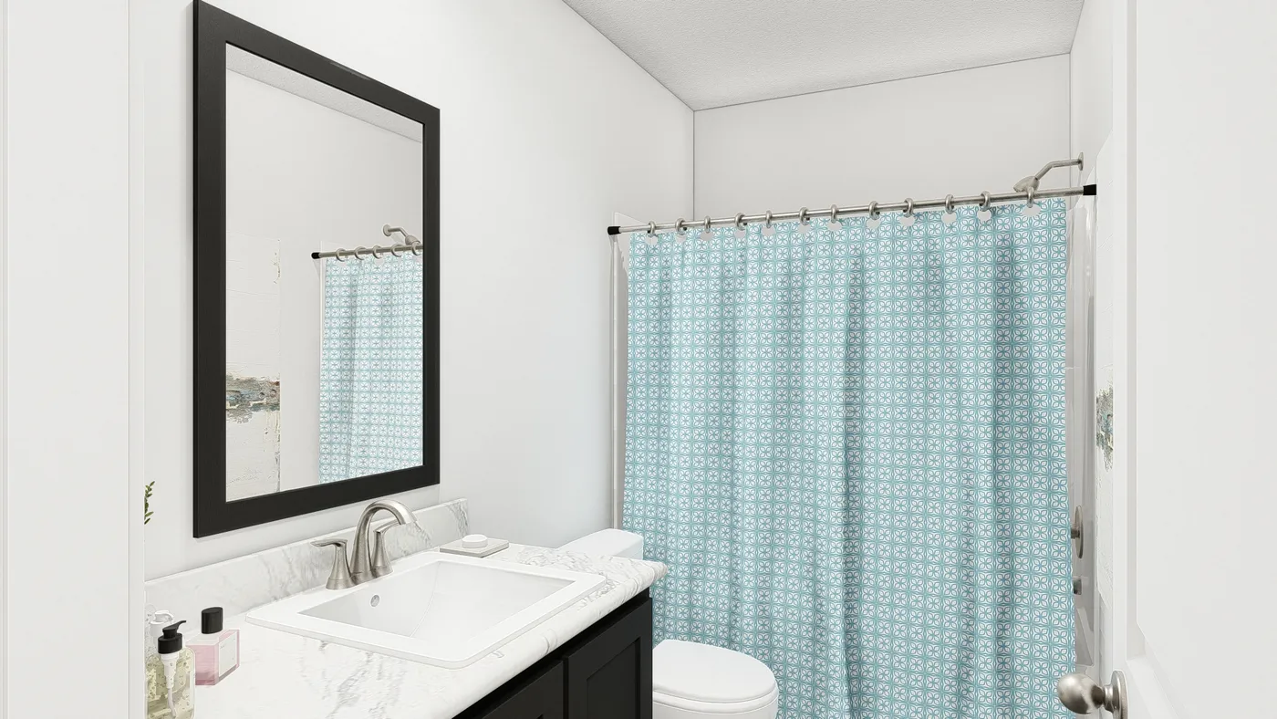 The DRM486F 48'              DREAM Guest Bathroom. This Manufactured Mobile Home features 4 bedrooms and 2 baths.