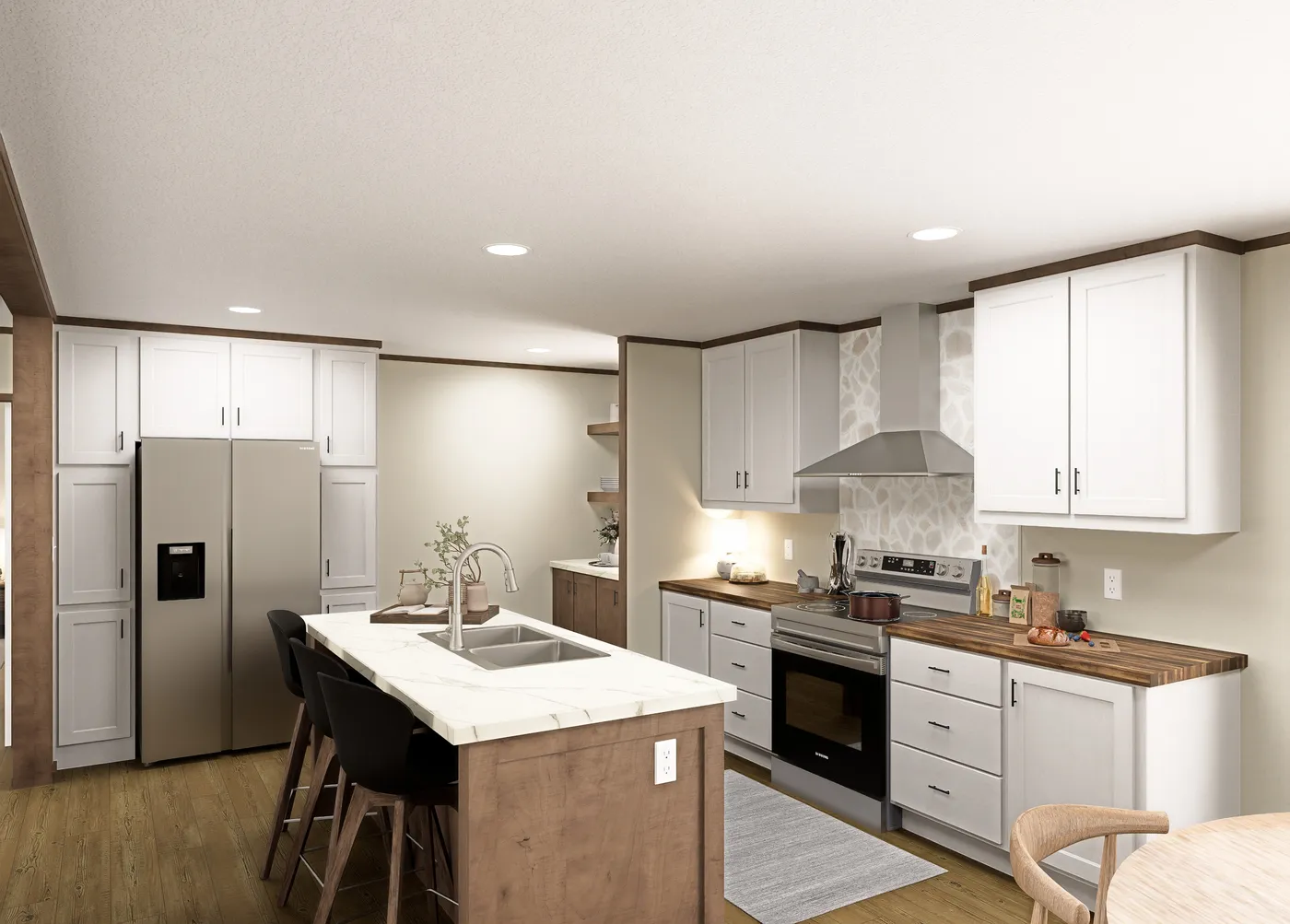 The CROCKETT Kitchen. This Manufactured Mobile Home features 3 bedrooms and 2 baths.