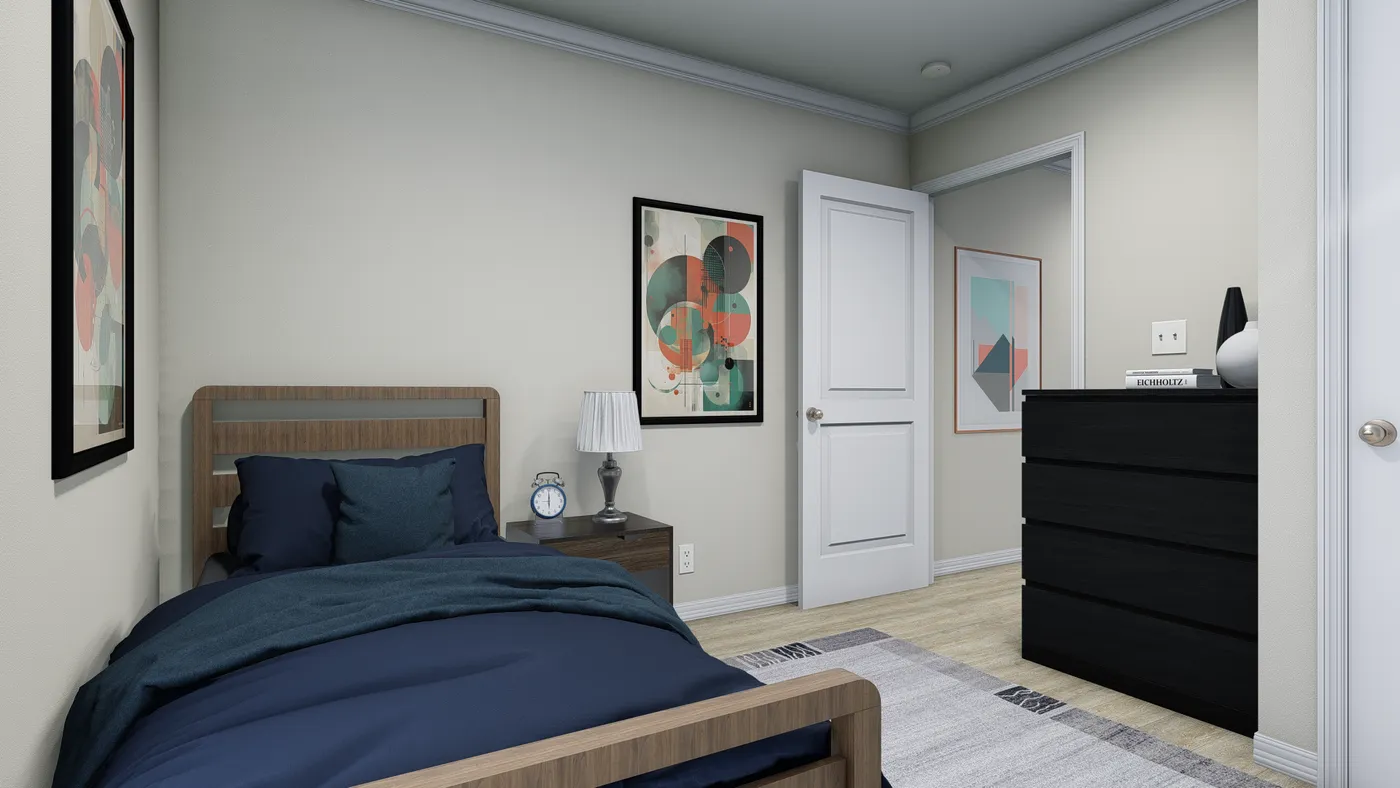 The 7010 "YADKIN" 7616 Bedroom. This Manufactured Mobile Home features 3 bedrooms and 2 baths.