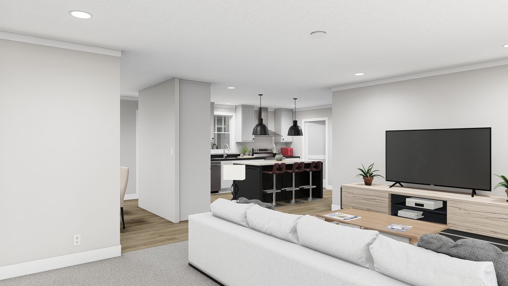 The SHOUT Living Room. This Manufactured Mobile Home features 3 bedrooms and 2 baths.