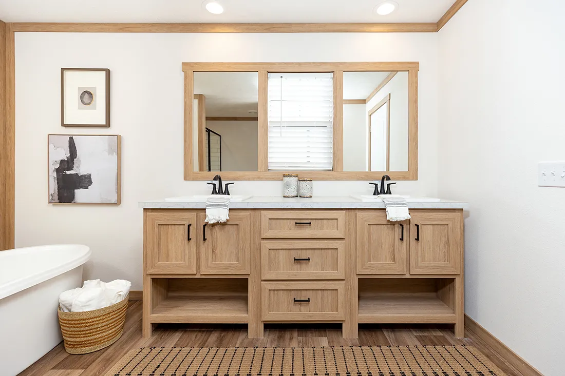 The ANGELINA Primary Bathroom. This Manufactured Mobile Home features 4 bedrooms and 2 baths.