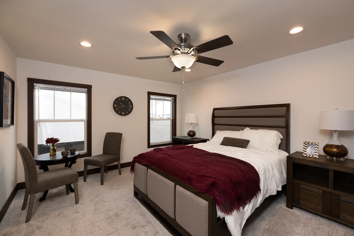 The RAMSEY 75 Primary Bedroom. This Manufactured Mobile Home features 4 bedrooms and 2 baths.