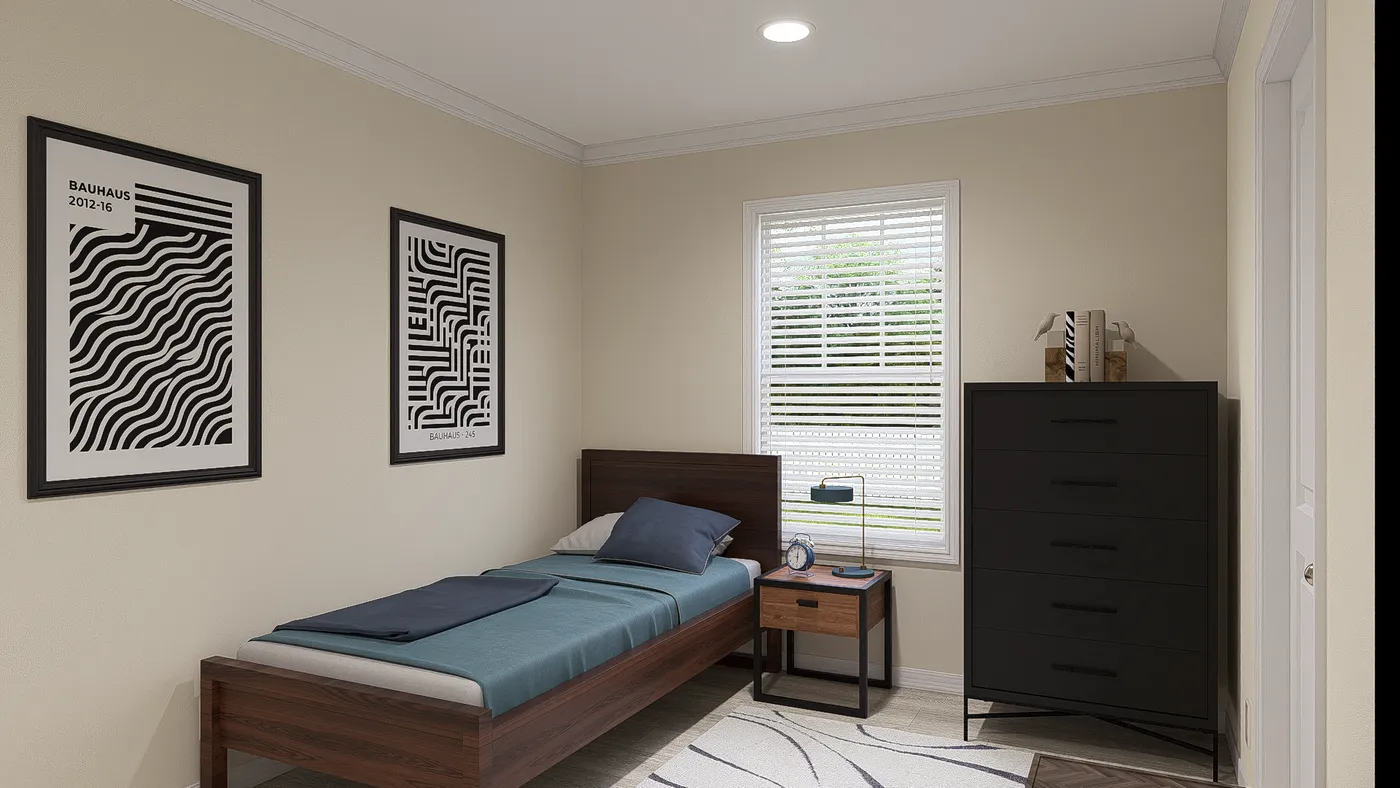 The 3031 "BIRDIE" 6428 Bedroom. This Manufactured Mobile Home features 4 bedrooms and 2 baths.
