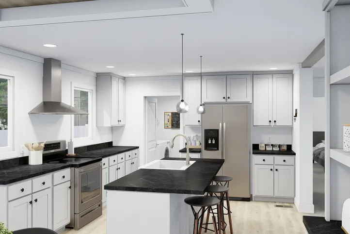 The CLASSIC 56D Kitchen. This Manufactured Mobile Home features 3 bedrooms and 2 baths.