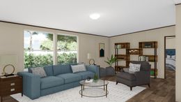 The THRILL Living Room. This Manufactured Mobile Home features 3 bedrooms and 2 baths.