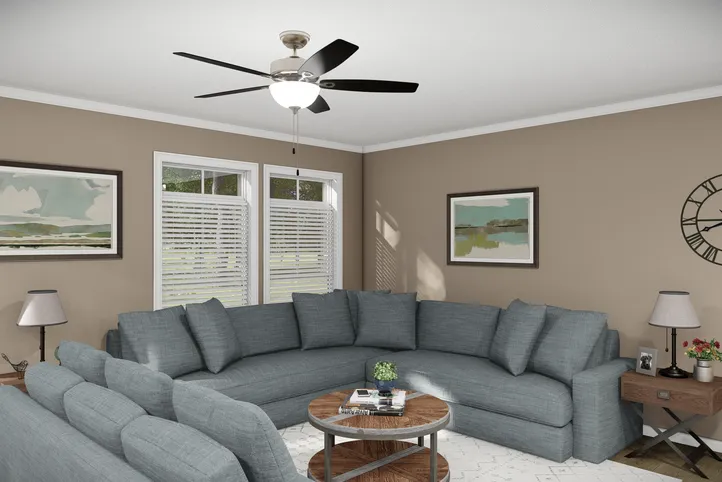 The THE BANDON Living Room. This Manufactured Mobile Home features 3 bedrooms and 2 baths.