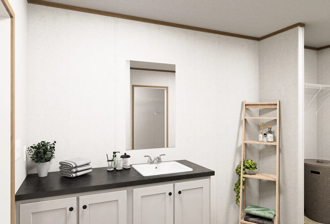 The HAVEN Primary Bathroom. This Manufactured Mobile Home features 3 bedrooms and 2 baths.