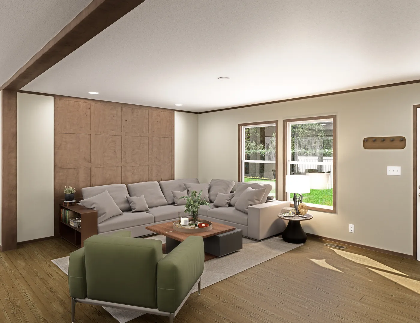 The FIJI Living Room. This Manufactured Mobile Home features 3 bedrooms and 2 baths.