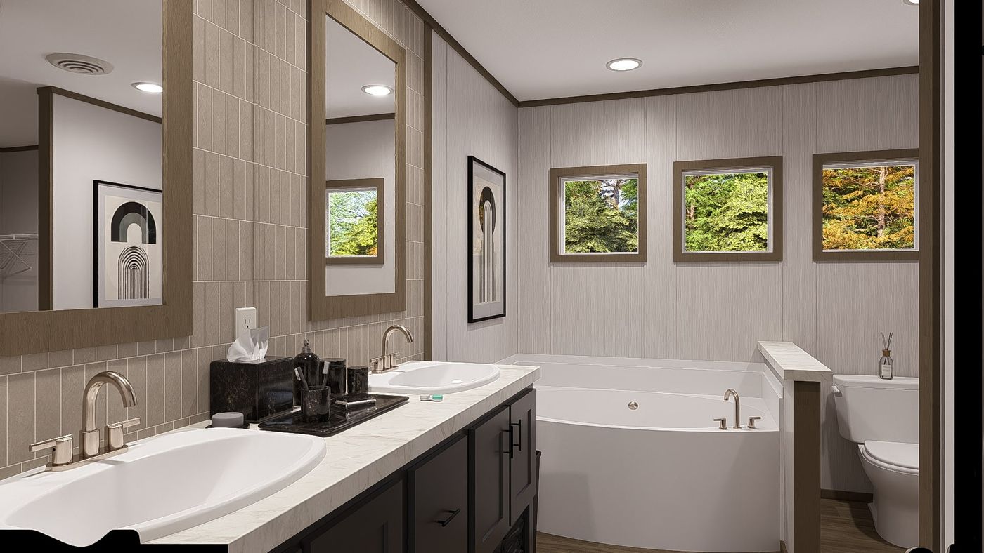 The CROCKETT Primary Bathroom. This Manufactured Mobile Home features 3 bedrooms and 2 baths.