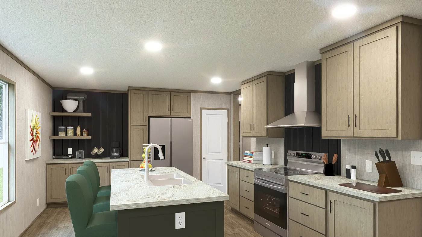Charwood. The RAINIER Kitchen. This Manufactured Mobile Home features 4 bedrooms and 3 baths.