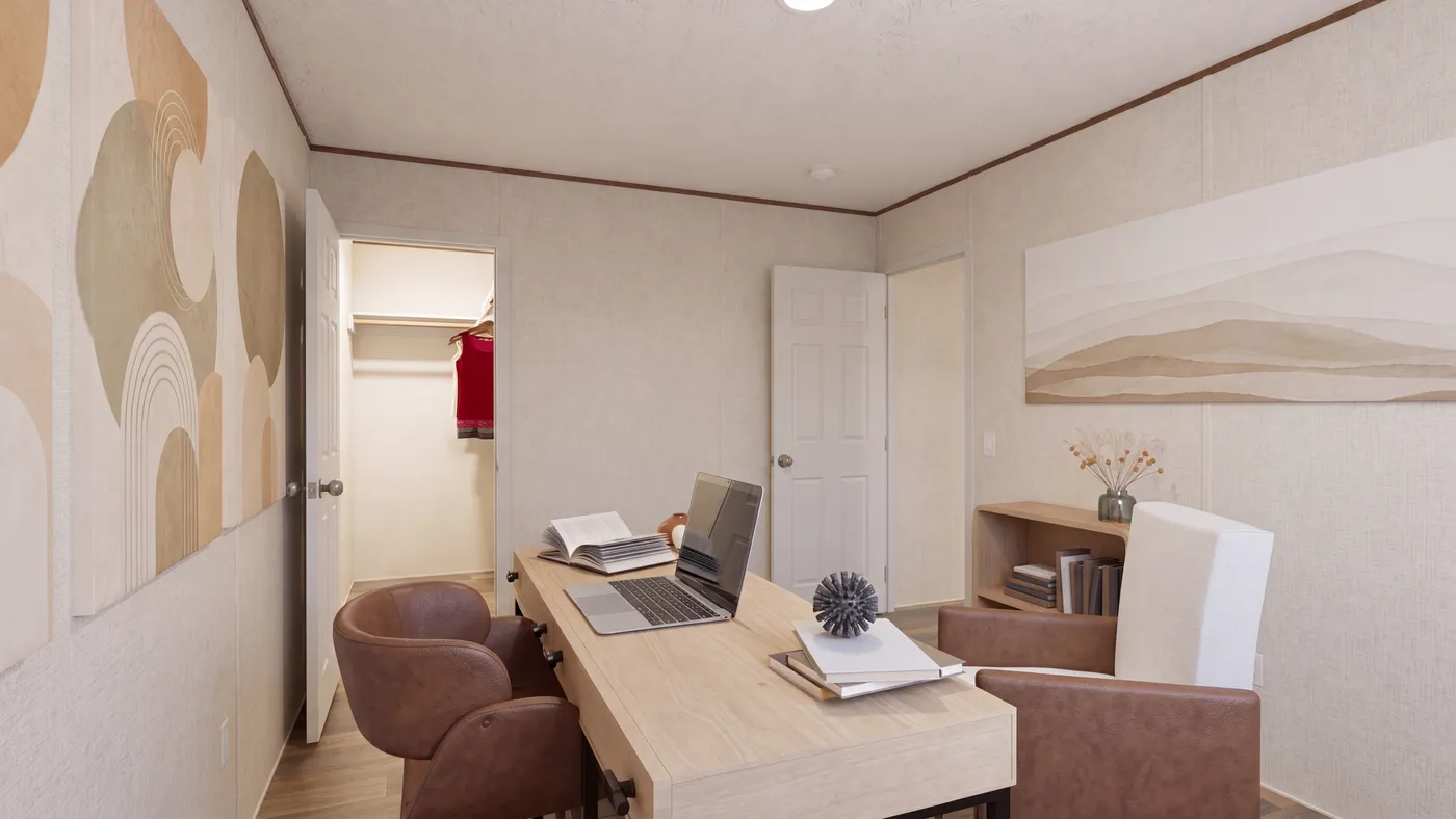 The SPRUCE Bedroom. This Manufactured Mobile Home features 3 bedrooms and 2 baths.