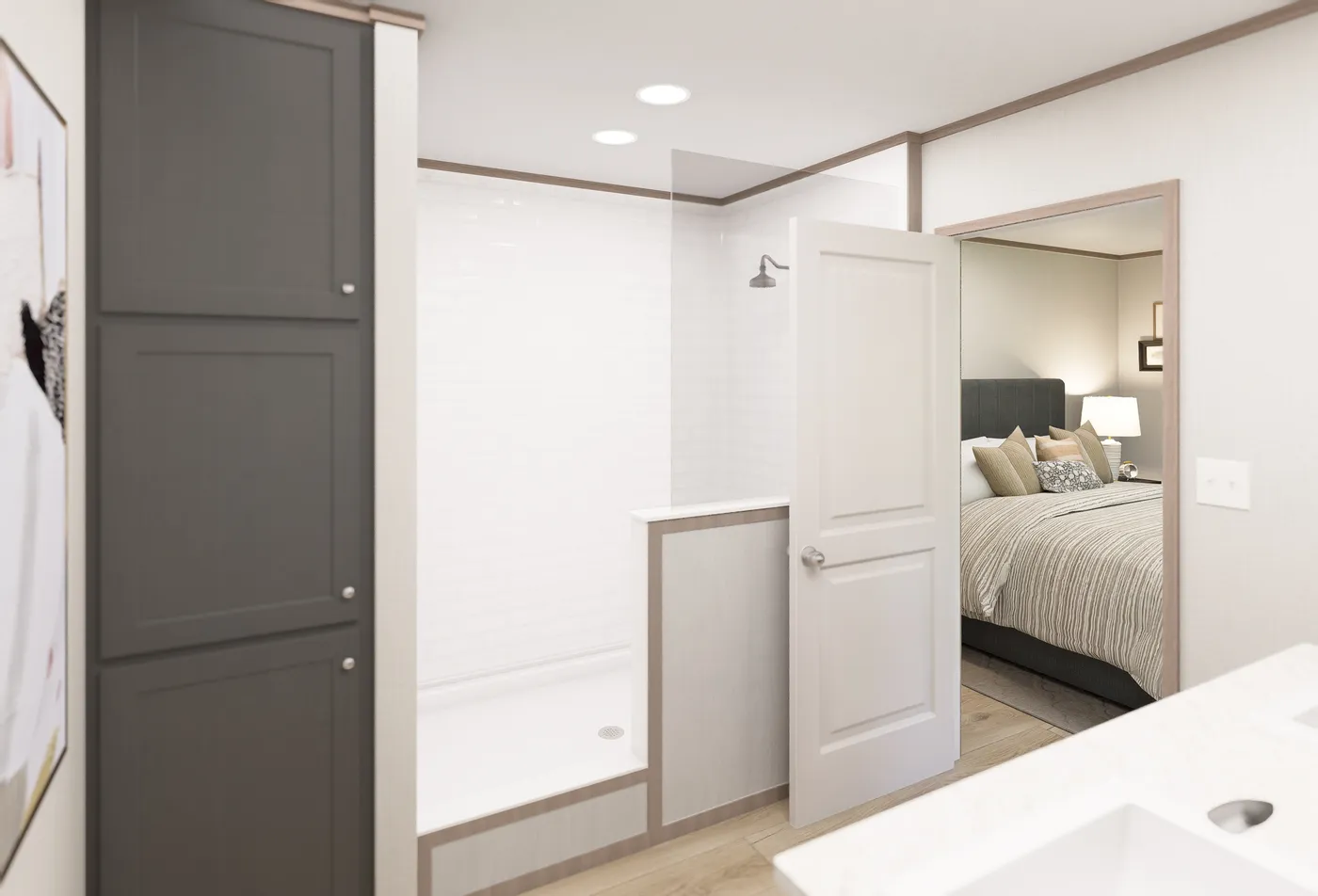 The ULTRA FLEX ANNIVERSARY PLUS Primary Bathroom. This Manufactured Mobile Home features 3 bedrooms and 2 baths.