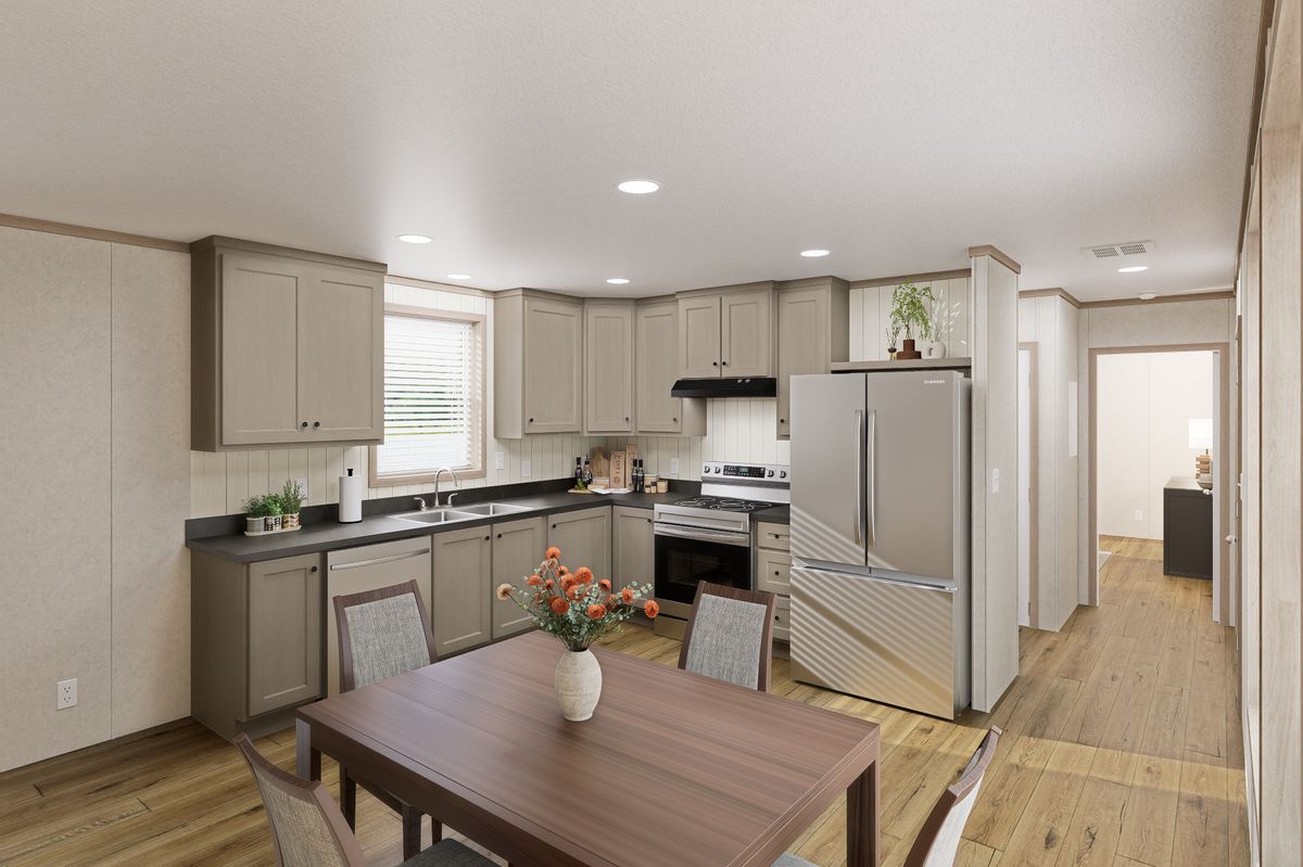The 7616-CC01 CORNERSTONE 76 Kitchen. This Manufactured Mobile Home features 3 bedrooms and 2 baths.
