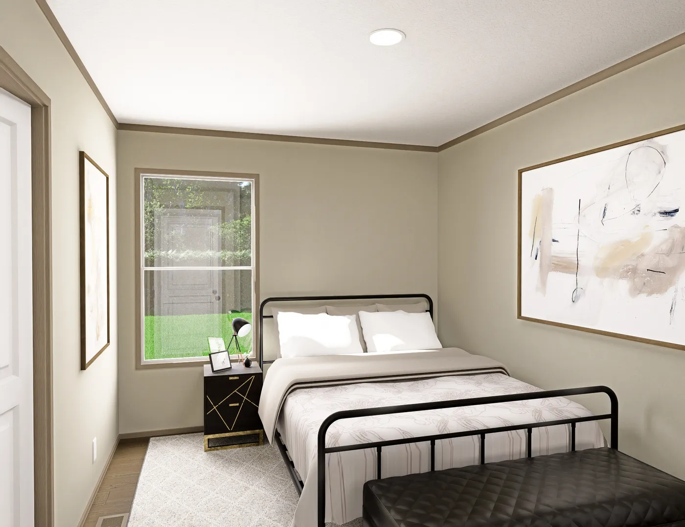The RAINIER Guest Bedroom. This Manufactured Mobile Home features 4 bedrooms and 3 baths.