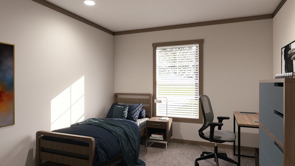The FARM 3 FLEX Guest Bedroom. This Manufactured Mobile Home features 3 bedrooms and 2 baths.