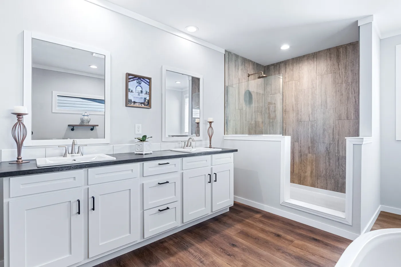 The THE FUJI Primary Bathroom. This Manufactured Mobile Home features 4 bedrooms and 3 baths.