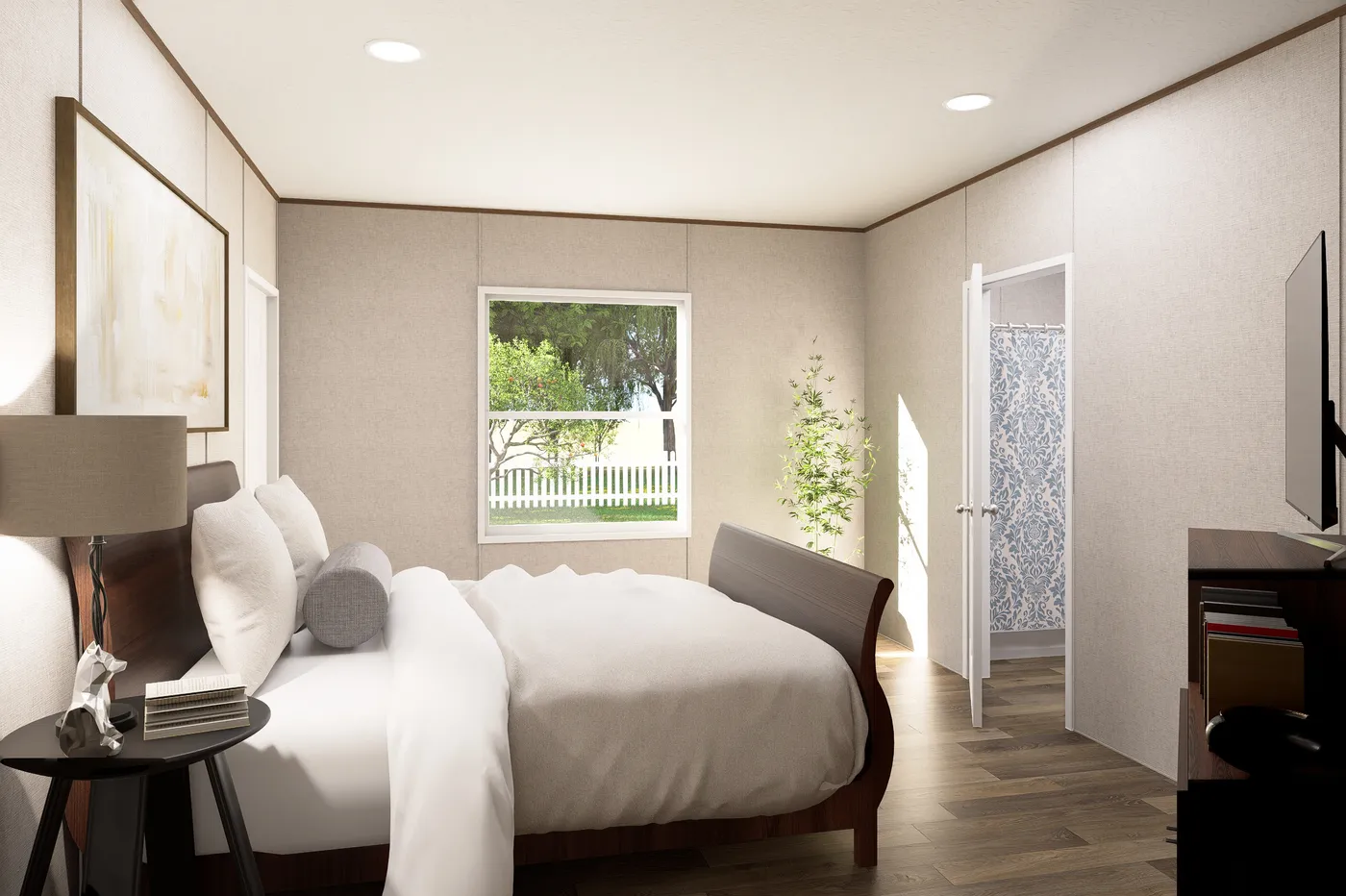 The BIRCH Primary Bedroom. This Manufactured Mobile Home features 3 bedrooms and 2 baths.