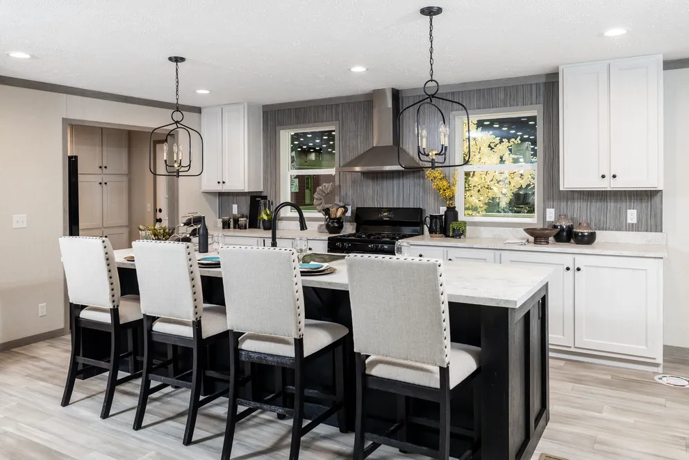 The 6428-E792 THE PULSE Kitchen. This Manufactured Mobile Home features 3 bedrooms and 2.5 baths.