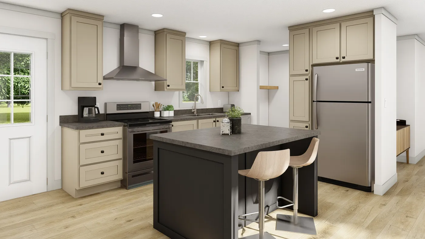 The SOLSBURY HILL Kitchen. This Manufactured Mobile Home features 3 bedrooms and 2 baths.