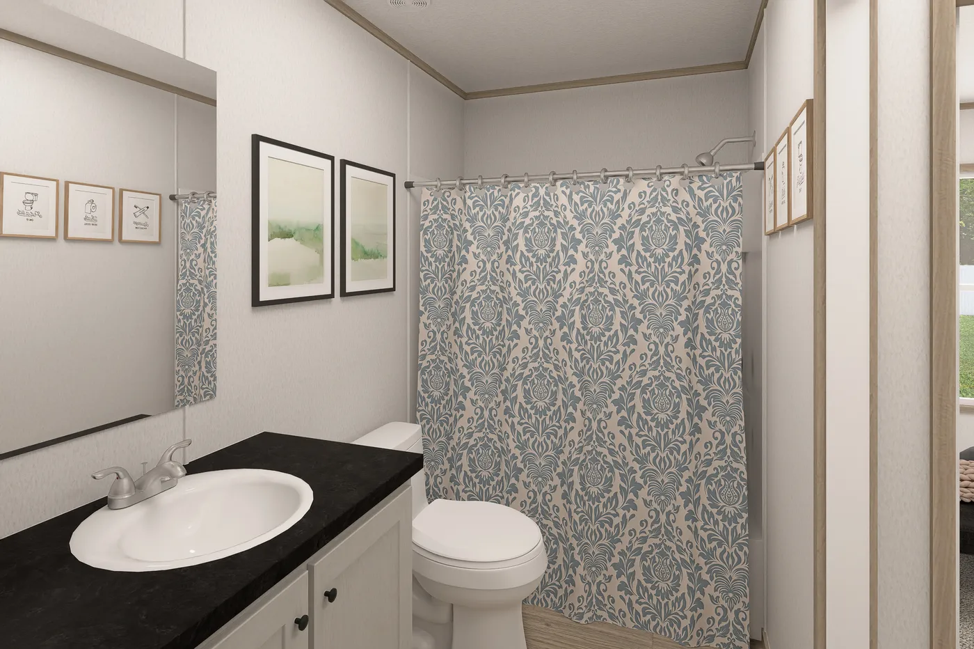 The THE EAGLE 48 Guest Bathroom. This Manufactured Mobile Home features 3 bedrooms and 2 baths.