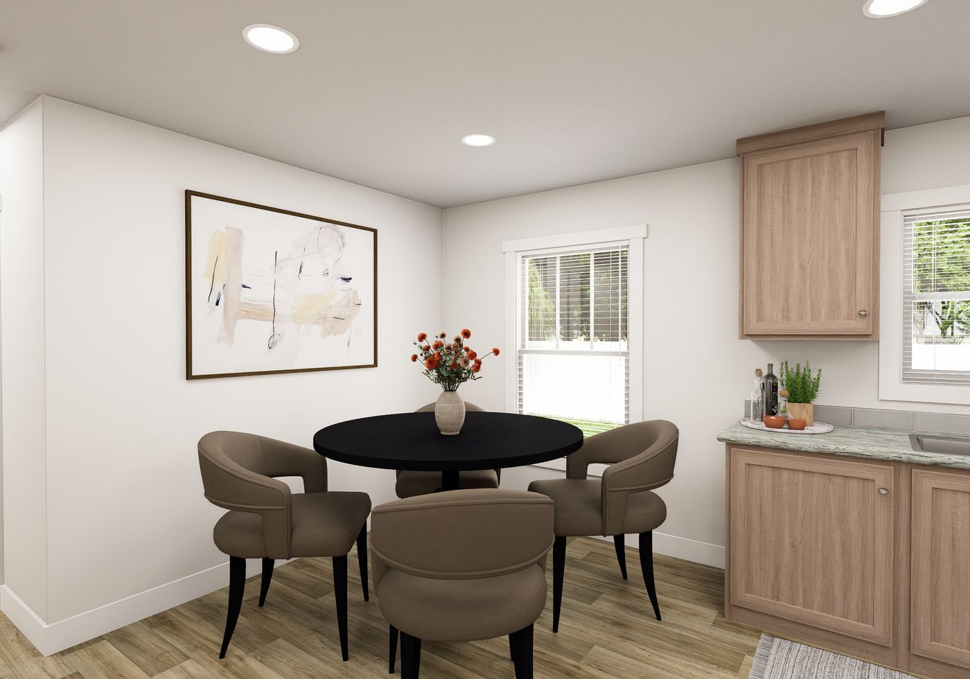 The RIGHT CHOICE 109 Dining Area. This Manufactured Mobile Home features 4 bedrooms and 2 baths.