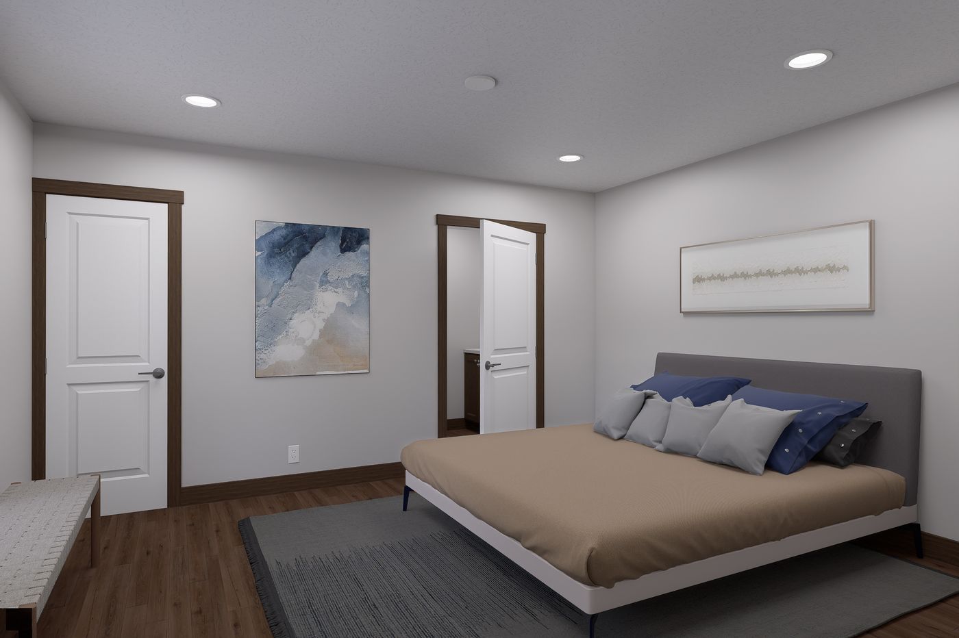 The RIGHT CHOICE 107 Primary Bedroom. This Manufactured Mobile Home features 3 bedrooms and 2 baths.