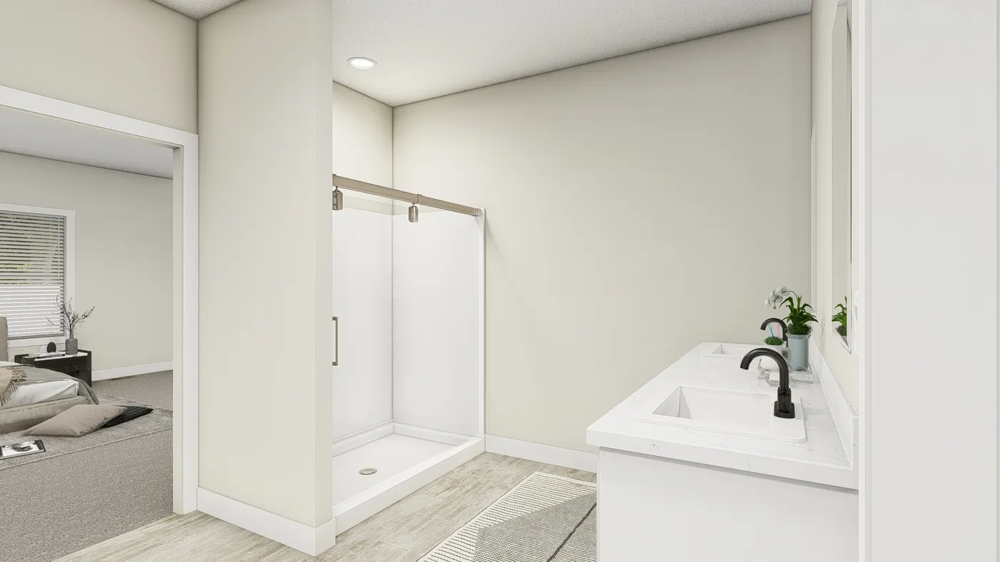 The HIP-4266-4B            SUBLIME Primary Bathroom. This Manufactured Mobile Home features 4 bedrooms and 2.5 baths.